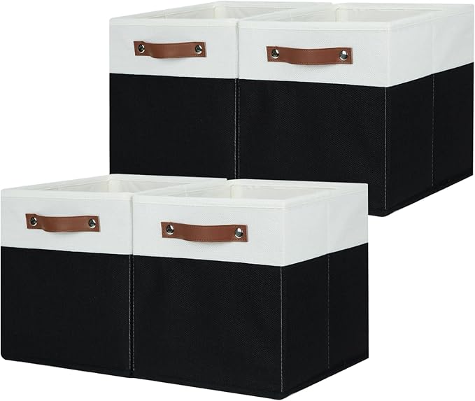 HNZIGE Cubes Storage Bins Set of 4, 11 x 11 Fabric Storage Cube Baskets by HNZIGE