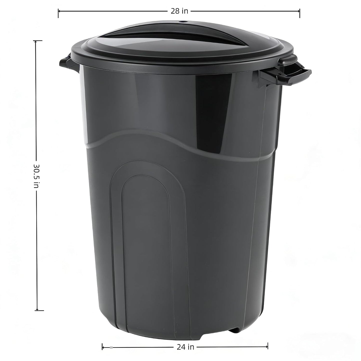 Black 32 Gallon Heavy Duty Plastic Garbage Can, Outdoor Trash can with Lid, Included Click Lock Lid and Sturdy Handles Garbage Bin for Outdoor, Kitchen, Garden, Garage