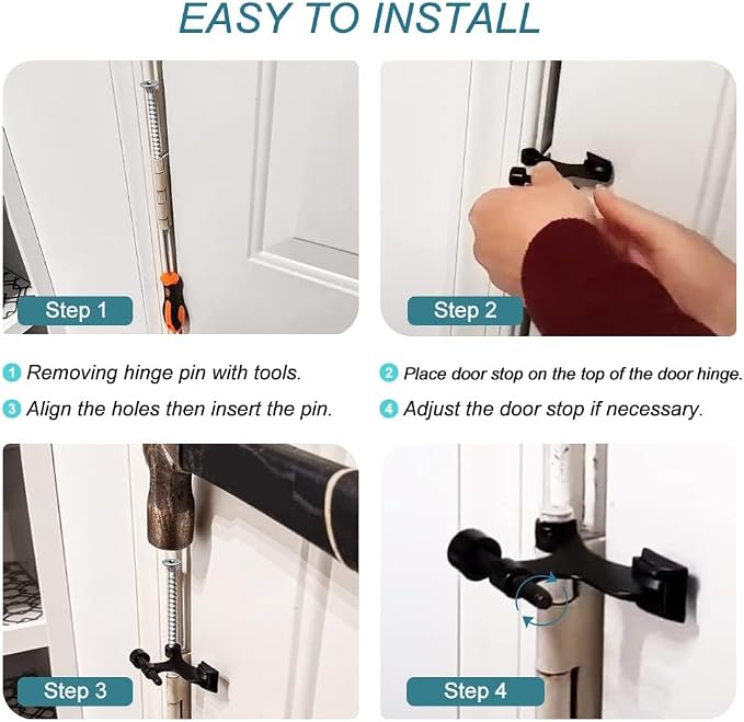 20 Pack Hinge Pin Black Door Stopper, Adjustable Heavy Duty Hinge Pin Door Stop - Image 7