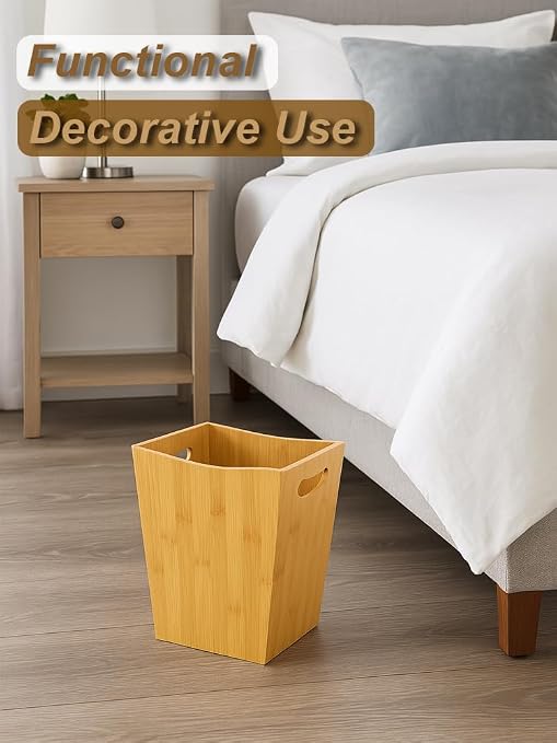Wood Trash Can - Bedroom Trash Can Decorative - Bamboo Small Wastebaskets - Image 6