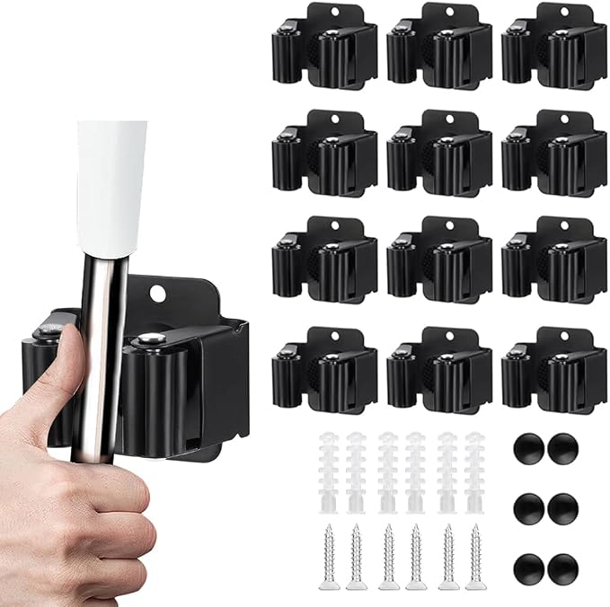 12PCS Broom and Mop Holder, Heavy Duty Garden Tool Organizer Rack Rake and by JAMEND+CLXP