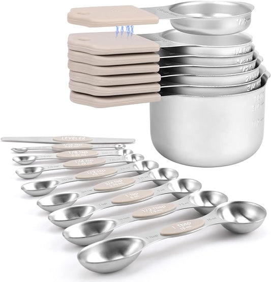 Magnetic Measuring Cups and Spoons Set-Heavy Duty 304 Stainless Steel，Double by HOUJIP