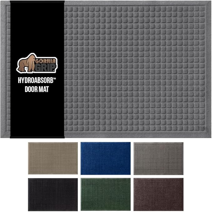 GORILLA GRIP Front Door Mat, Indoor Outdoor Ultra Absorbent HydroAbsorb Doormat by GorillaGrip