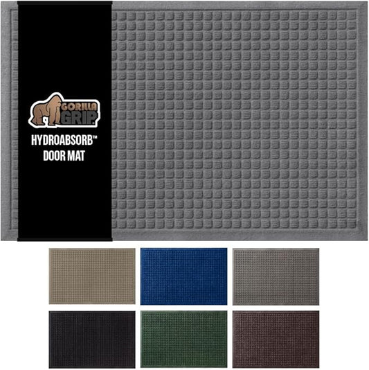 GORILLA GRIP Front Door Mat, Indoor Outdoor Ultra Absorbent HydroAbsorb Doormat by GorillaGrip