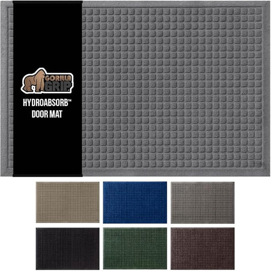GORILLA GRIP Front Door Mat, Indoor Outdoor Ultra Absorbent HydroAbsorb Doormat by GorillaGrip