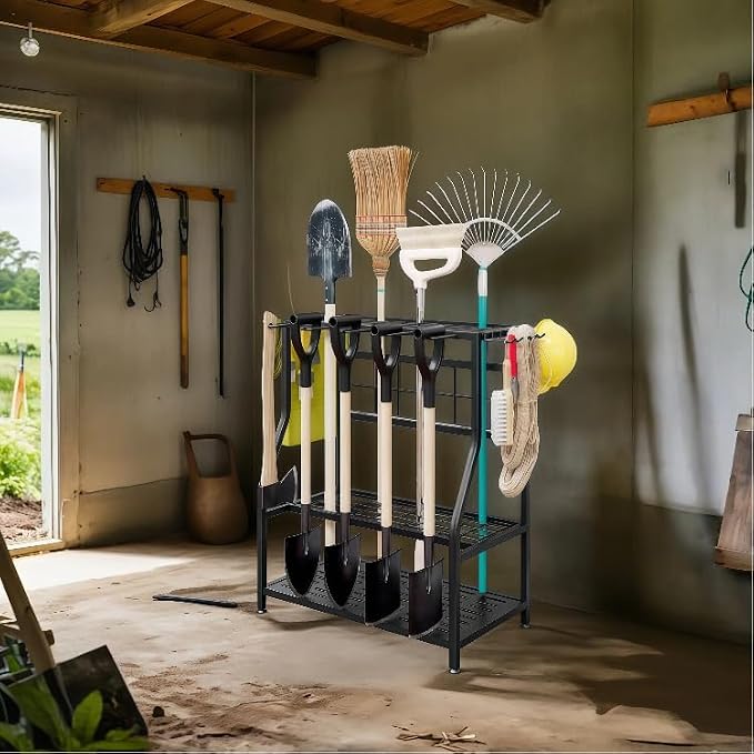 Garden Tool Organizer Holder Heavy Duty Steel Rack Up to 60 Long Handled Tools - Image 2