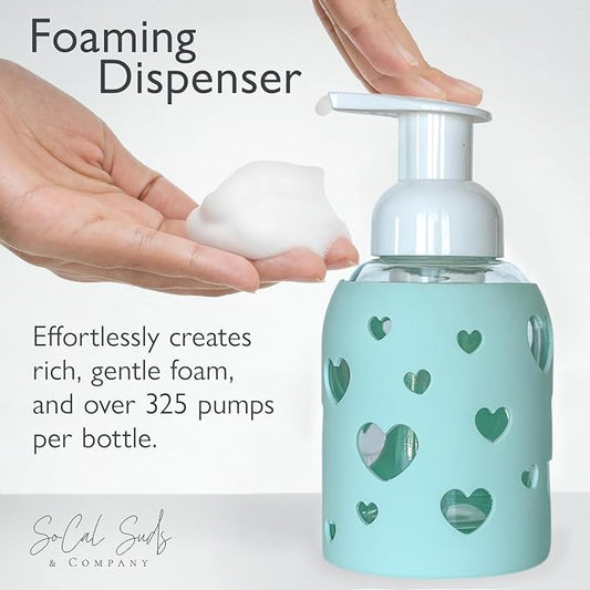 SoCal Suds & Company Glass Foaming Hand Soap Dispenser, Heart Silicone Sleeve - Image 2