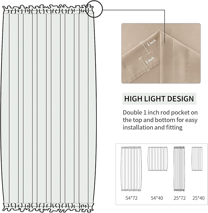 DWCN French Door Curtains – Rod Pocket Thermal Blackout Curtain - Image 3