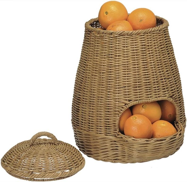 KOUBOO Wicker Potato Storage Basket with Lid, Kitchen Organizer Large Brown