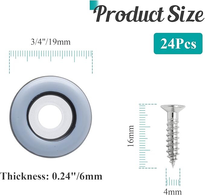 24pcs 3/4" Screw on Furniture Sliders, Teflon Chair Leg Slides, Round Furniture - Image 2