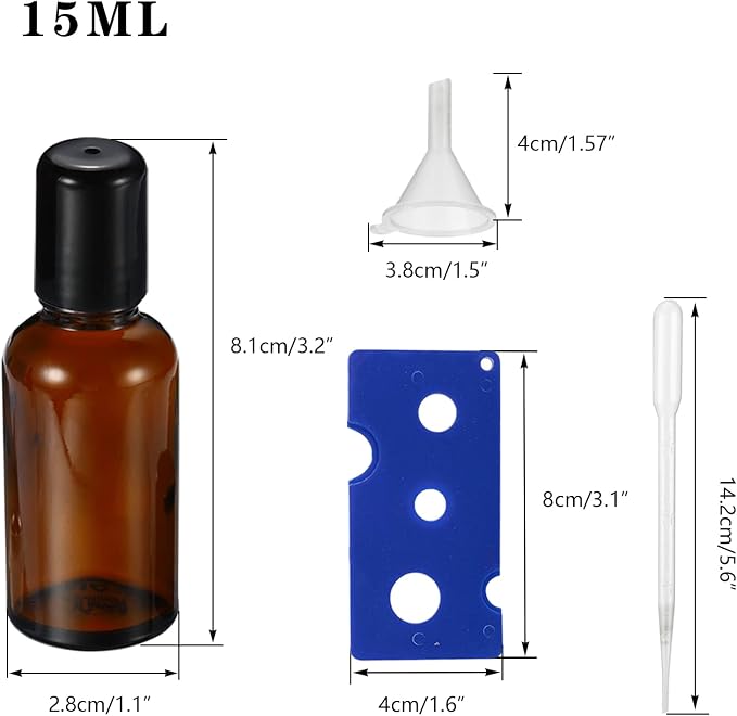 15ML Roller Bottles for Essential Oil, 4 Pack Empty Amber Glass Roller Bottle - Image 2
