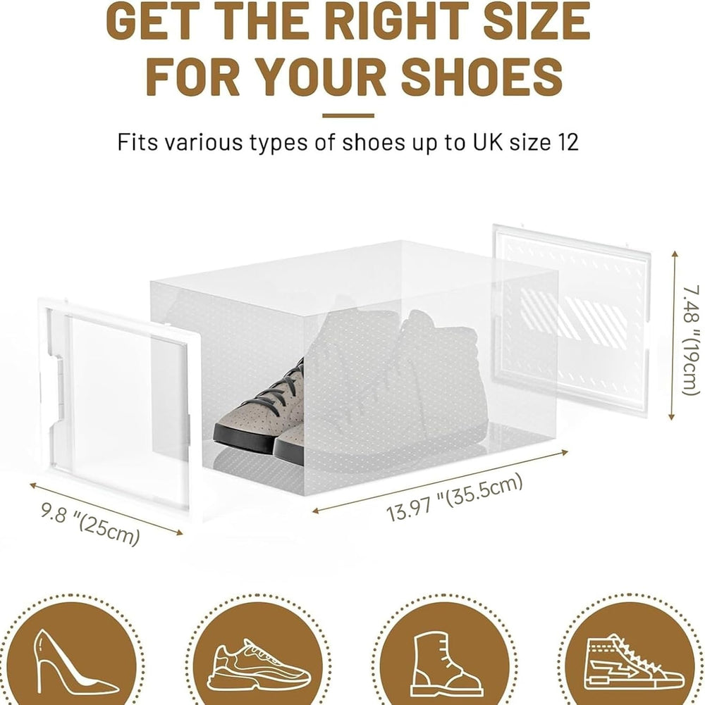 12-Pack Clear Plastic Stackable Shoe Storage Boxes for Sneakers, Boots, for E...