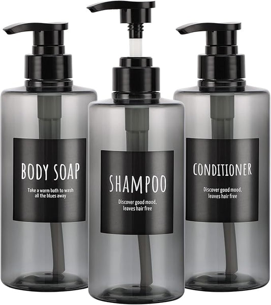 Refillable Shampoo Bottles, Segbeauty 16.9oz Shampoo Dispenser, Labeled Grey by Segbeauty