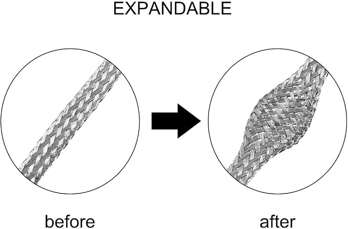 uxcell 3.3Ft - 13/64 Inch 304 Stainless Steel Sleeving Expandable Hose Cover - Image 3