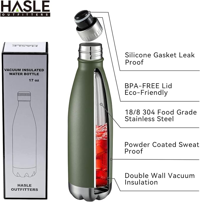 HASLE OUTFITTERS 17oz Stainless Steel Water Bottles Bulk, Vacuum Insulated - Image 2