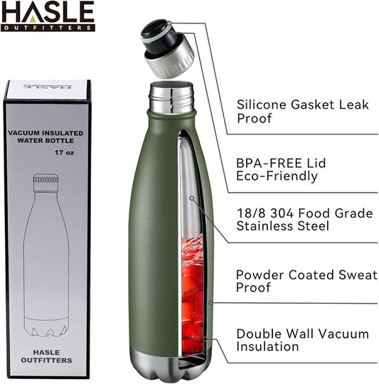 HASLE OUTFITTERS 17oz Stainless Steel Water Bottles Bulk, Vacuum Insulated - Image 2