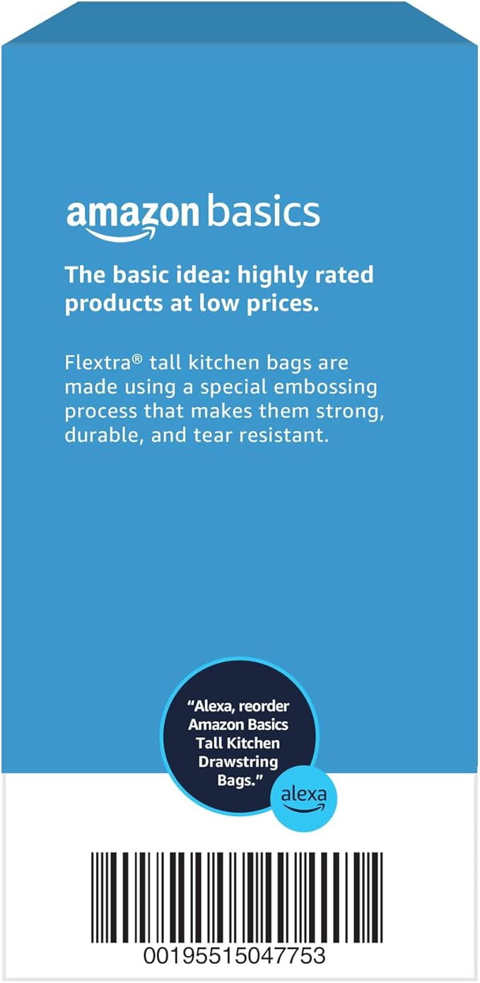 Amazon Basics 13 Gallon Flextra Strength Tall Kitchen Drawstring Trash Bags - Image 6