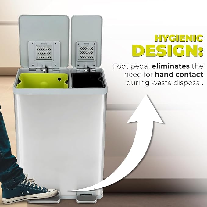 Simpli-Magic 60 Liter / 16 Gallon Rectangular Hands-Free Dual Compartment - Image 5