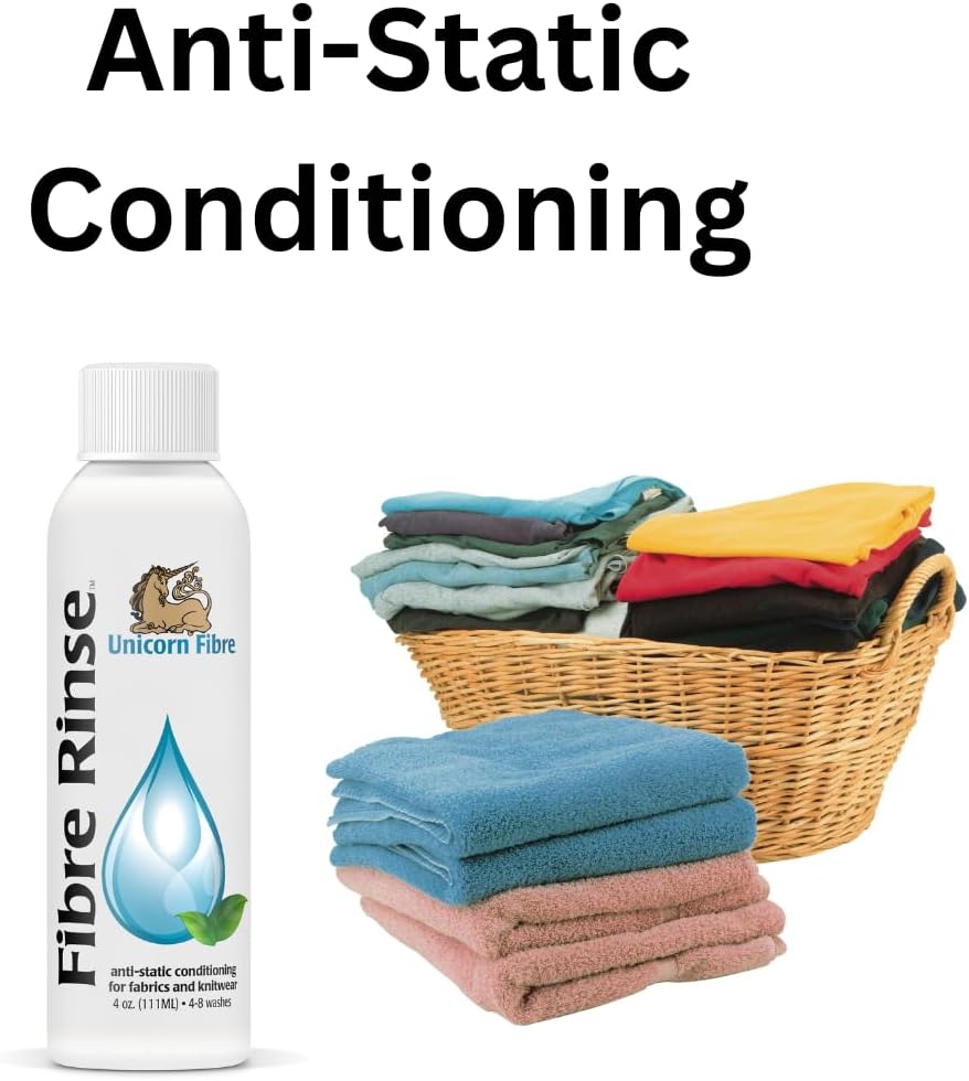 RINSE. Anti-Static Conditioning for Wool, Knits, Cloth Diapers, Baby Clothing, Yarn, Cashmere, Cotton, Hemp, Heirlooms, and Synthetic Fabrics. Lavender Scented. 4 oz