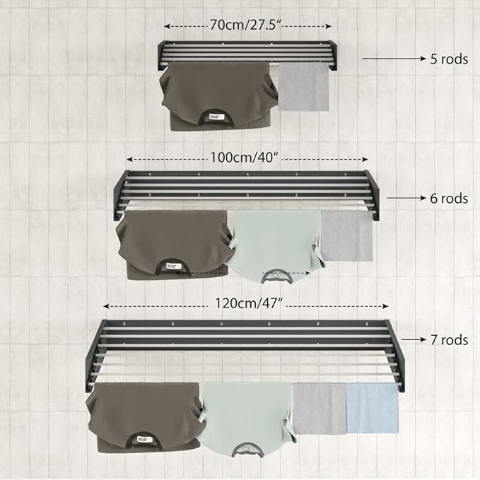 Step Up Laundry Drying Rack, Wall Mounted, Retractable Clothes Drying Rack - Image 2