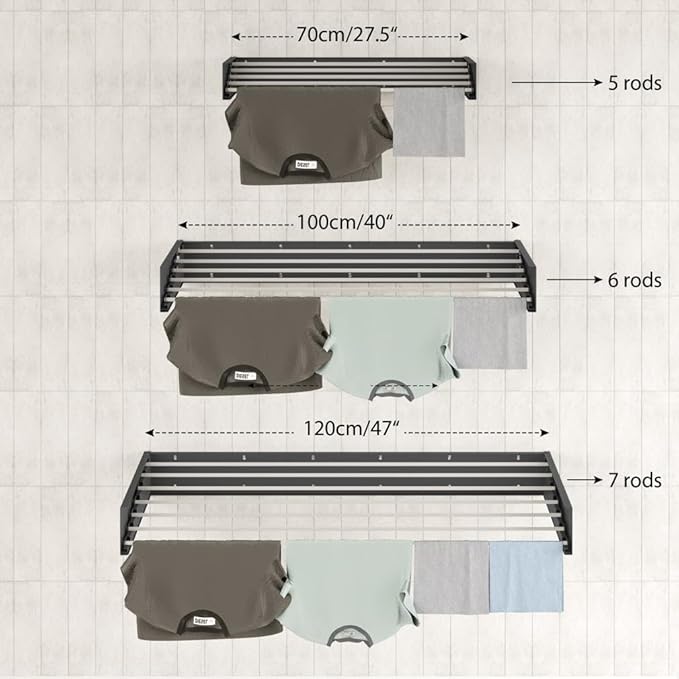 Step Up Laundry Drying Rack, Wall Mounted, Retractable Clothes Drying Rack
