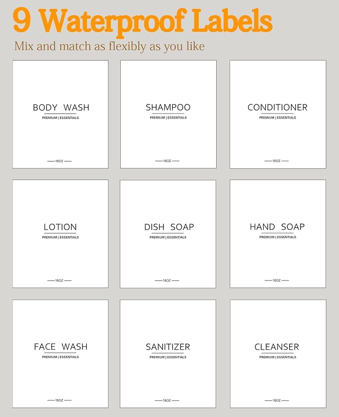 Frosted Pearl White Shampoo and Conditioner Bottles, Refillable Apothecary - Image 7
