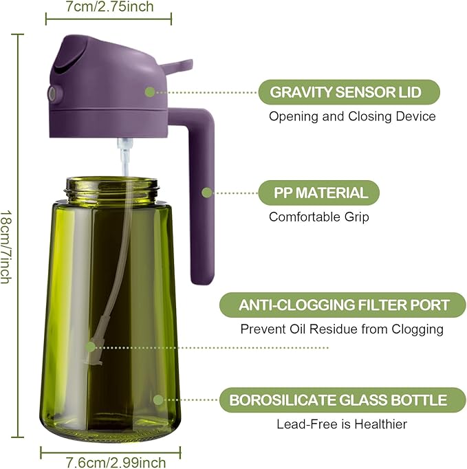 YARRAMATE 2Pcs 16oz/470ml Dark Green Oil Sprayer - Image 7