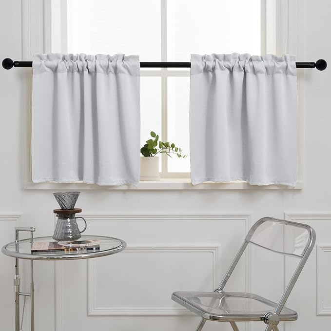 Pickluc Cafe Kitchen Curtains 36 Inches Long 2 Panels, Short Black Out Curtain by PICKLUC