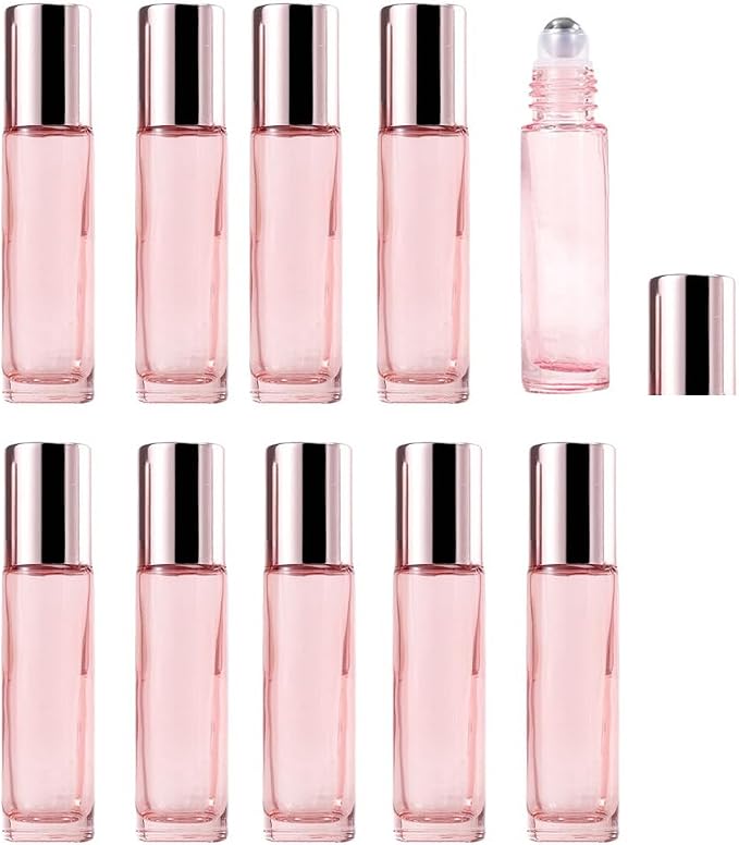 10 Pack Glass Essential Oil Roller Bottles, 5ml Pink Roller Bottles - Image 5