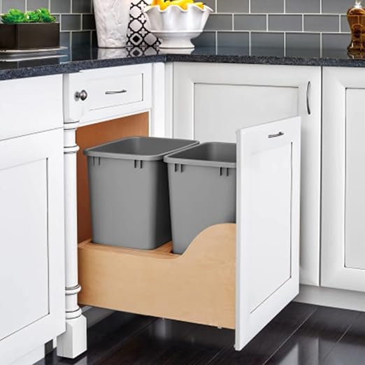 Rev-A-Shelf Pullout Trash Cans for Kitchen Cabinet, Dual 35 Qt Bins - Image 5