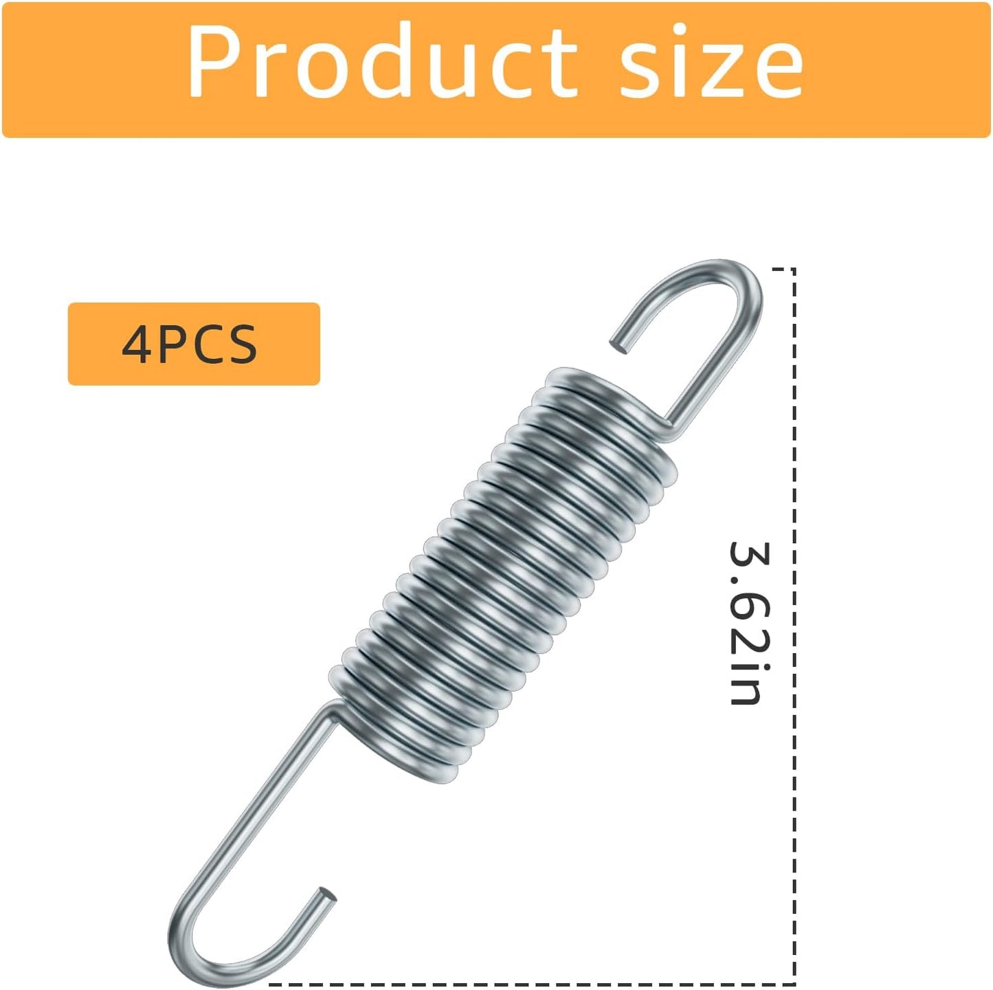 3-5/8 Inch Replacement Recliner Chair Mechanism Furniture Tension Springs Long Neck Style ，Long Neck Hook Style-Recliner Replacement Parts-3.46 Inch Inside Hook to Hook (Silver White 2Pcs)