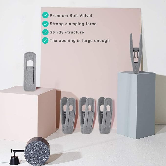 Grey Velvet Clips for Velvet Hangers - Image 4