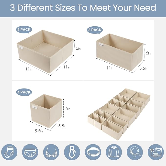 Criusia Drawer Organizer Clothes, 16 Pack Underwear Drawer Organizers, Foldable - Image 3