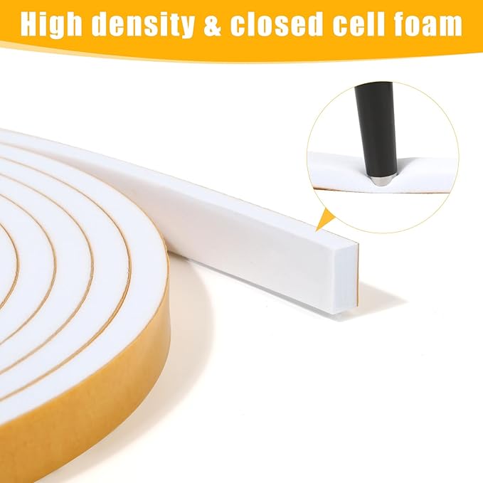 32Feet Weather Stripping Seal for Door Window, High Density Foam Tape, - Image 5