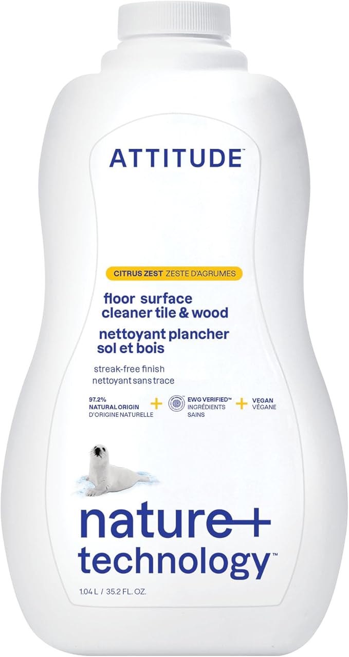 ATTITUDE Floor Cleaner, EWG Verified, Streak-Free, Vegan & Plant-Based by ATTITUDE