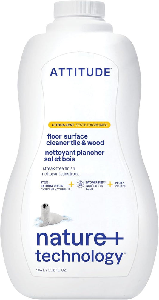 ATTITUDE Floor Cleaner, EWG Verified, Streak-Free, Vegan & Plant-Based by ATTITUDE