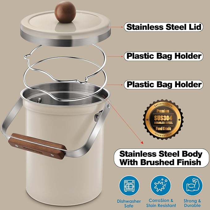 Kitchen Countertop Compost Bin 101ounces / 3Liters, Airtight Lid SUS304 - Image 9