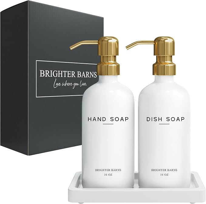 Luxury Glass Hand and Dish Soap Dispenser Set by Brighter Barns - Image 8