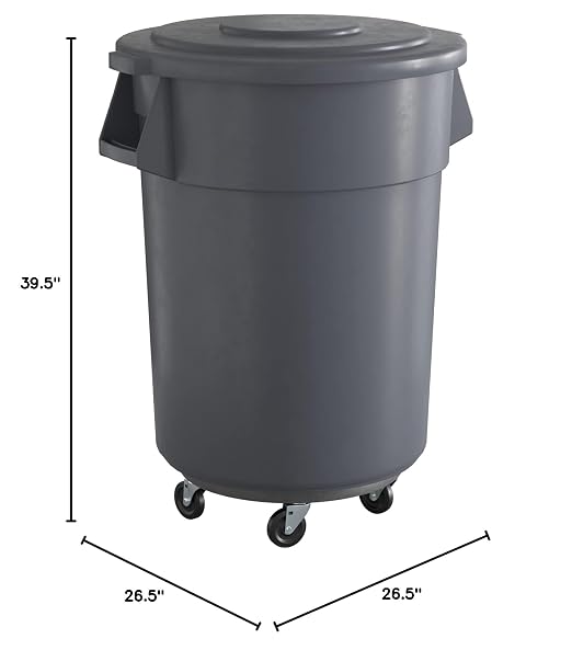 55 Gallon Gray Round Commercial Trash Can - Image 5