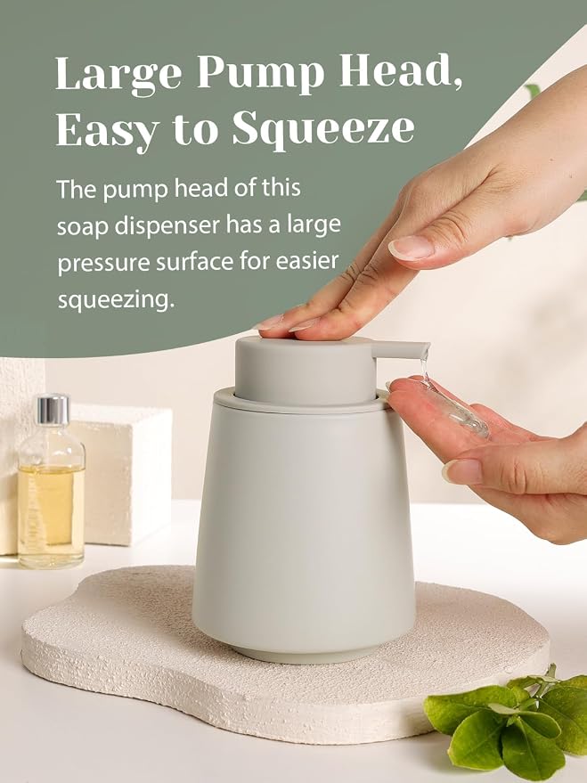 INGOFIN Ceramic Soap Dispenser -14 oz Bathroom Hand Soap Dispenser Liquid - Image 4