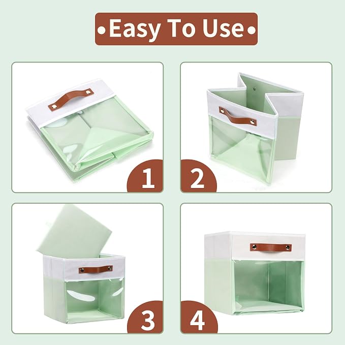 HNZIGE Clear Storage Cubes Bins 11 x 11, Fabric Storage Cube Bins - Image 3