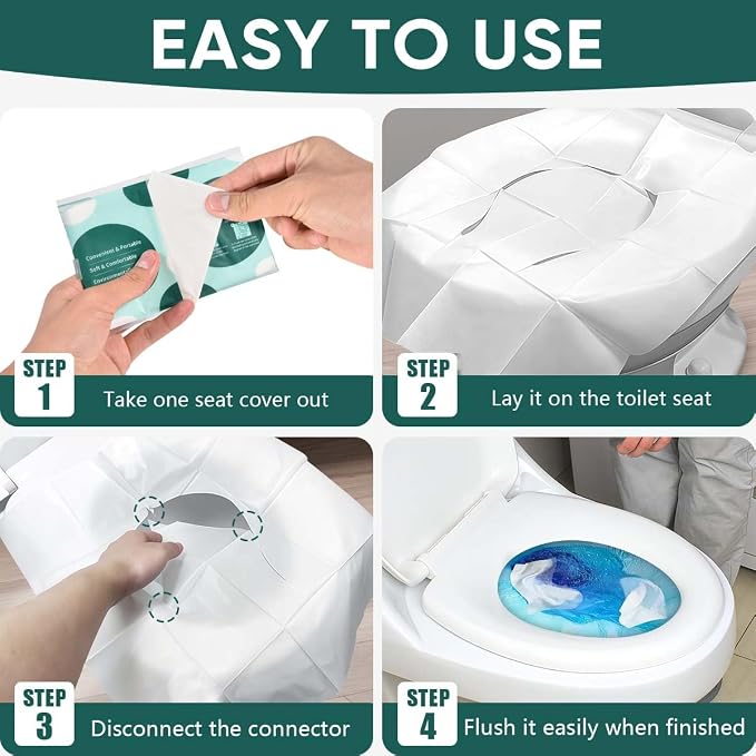 30 Pcs Disposable Flushable Paper Toilet Seat Covers Travel Supplies Essentials - Image 4