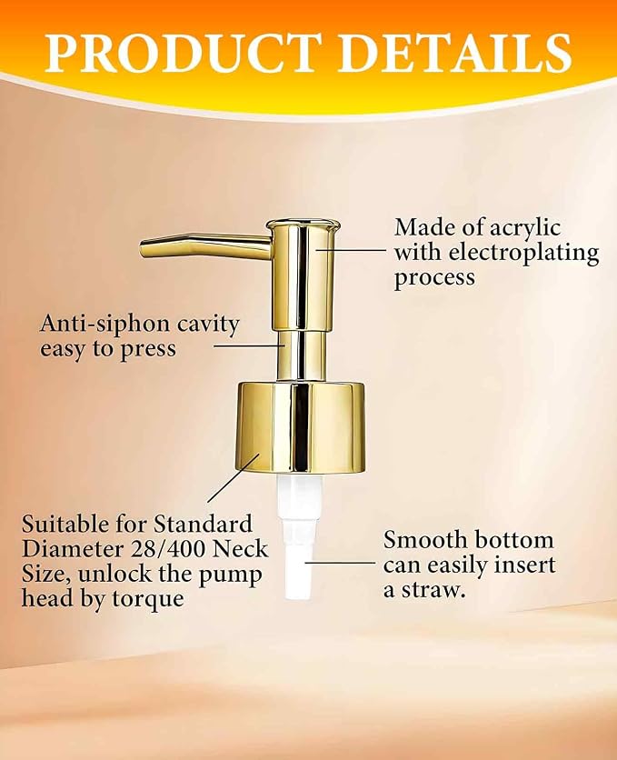 6 Pack Gold Soap Dispenser Pump, Top Replacement - Image 4