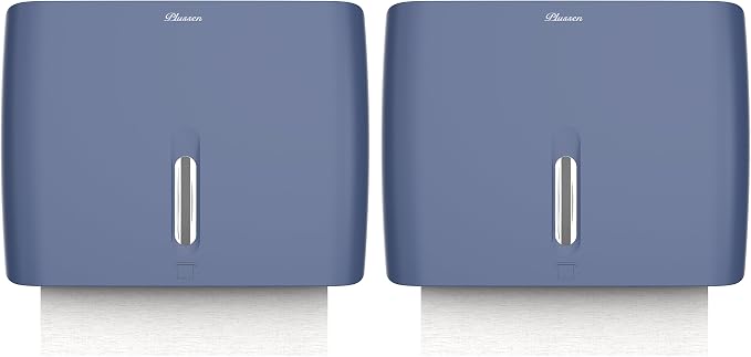 Commercial Paper Towel Dispenser Wall Mount Blue Pack of 2 Fits Multifold Paper by PLUSSEN