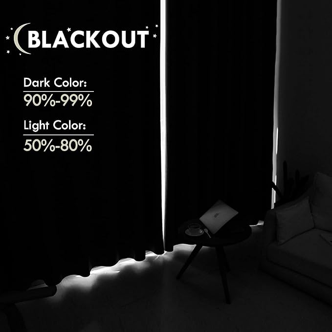 DWCN Blackout Curtains Room Darkening Thermal Insulated Bedroom Curtains Window - Image 3