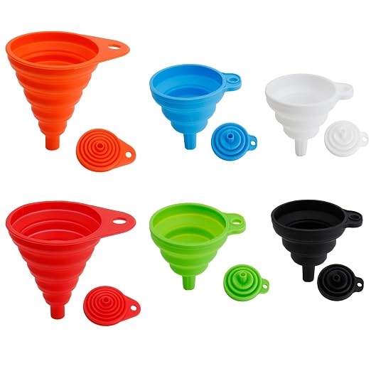 Kitchen Funnel Set of 6, Food Grade Foldable Small and Large Funnel Colorful by Unknown