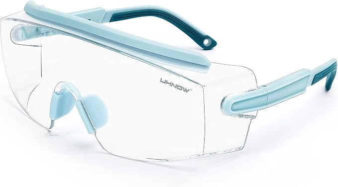 UKNOW Safety Goggles Over Glasses, Safety Glasses Anti Fog Wraparound Eye by UKNOW