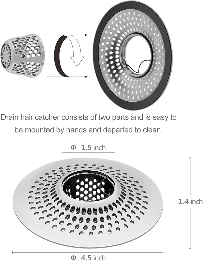 LEKEYE Drain Hair Catcher/Bathtub Shower Drain Hair Trap/Strainer Stainless - Image 3