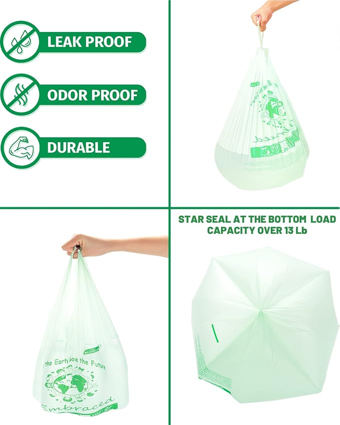 100% Compostable Trash Bags, 3 Gallon Compost Bags Small Kitchen Trash Bags - Image 6