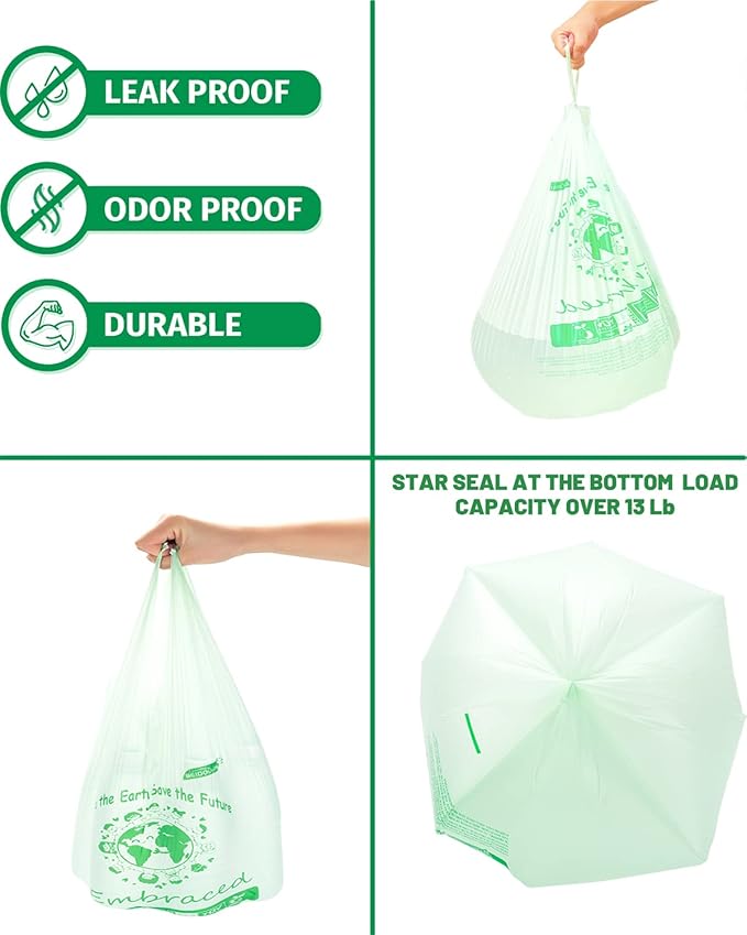 100% Compostable Trash Bags, 3 Gallon Compost Bags Small Kitchen Trash Bags - Image 6